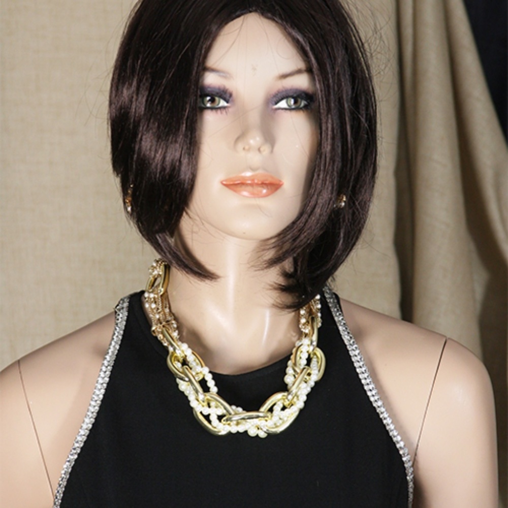 Gold Metal Chain Link and Faux Pearl Necklace